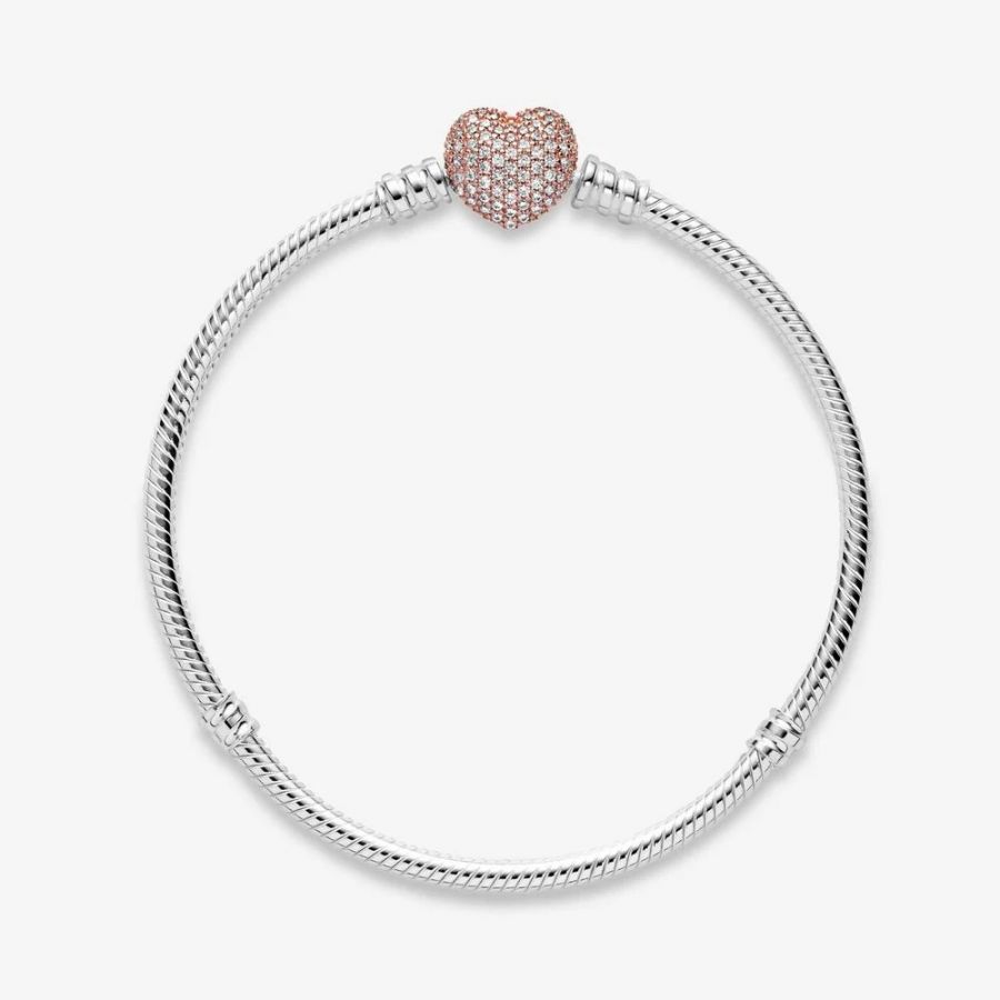 Rose  Schlangen-Gliederarmband Pavé-Herz-Verschluss