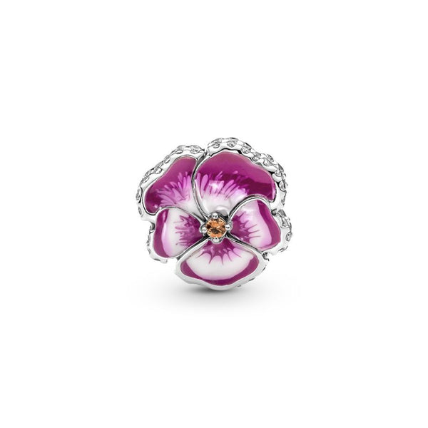 Charm Rosafarbenes Stiefmütterchen Sterling-Silber