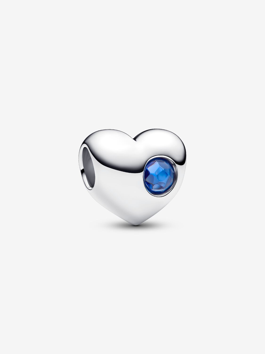 Gravierbares Blauer Stein Herz-Charm Sterling-Silber Hauptbild