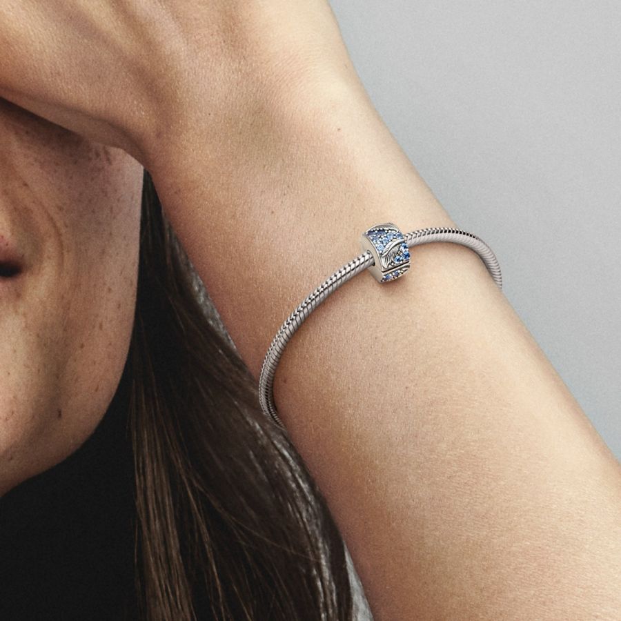 Clip-Charm Geschwungene Feder Blau Sterling-Silber Zweitbild