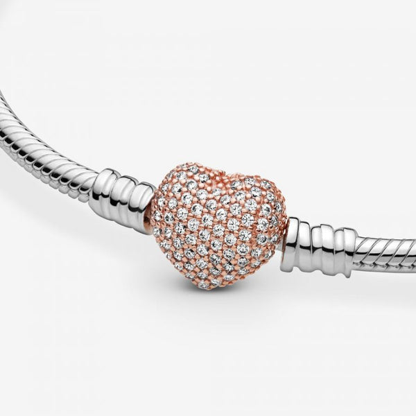 Rose  Schlangen-Gliederarmband Pavé-Herz-Verschluss
