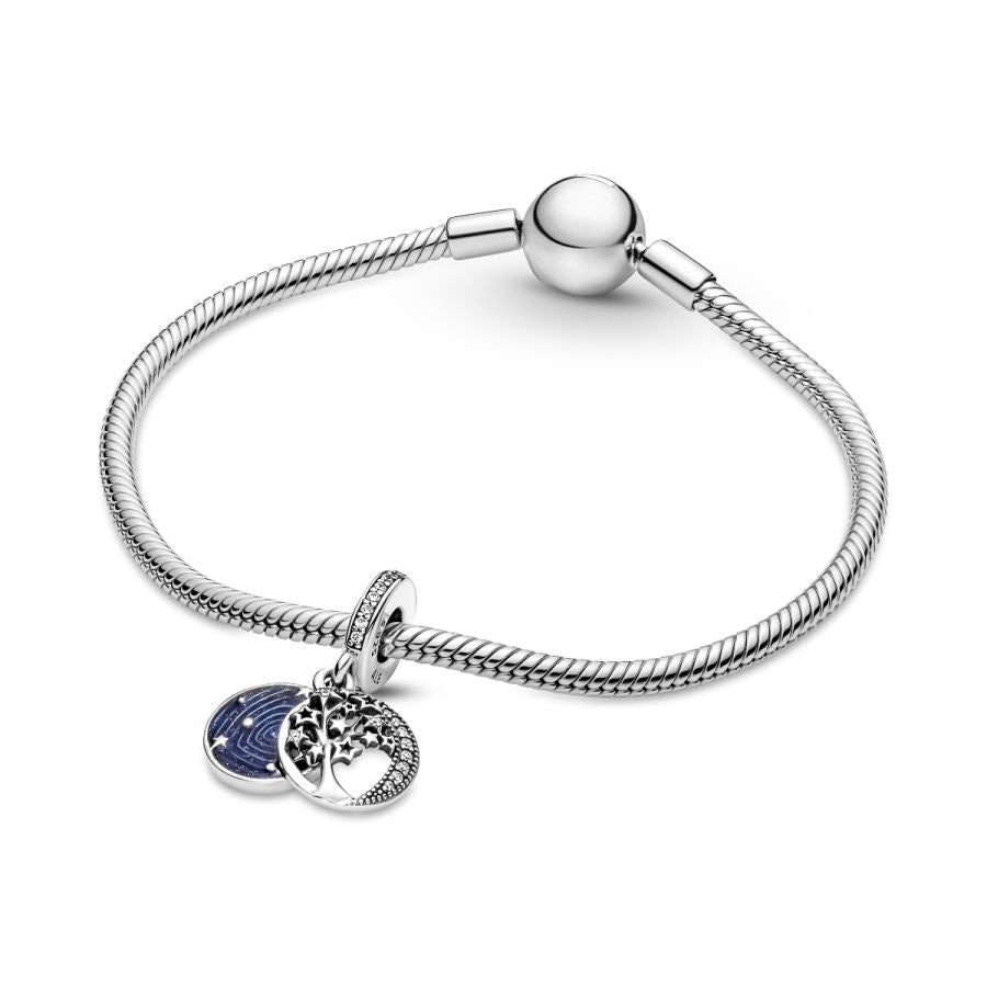 Charm-Anhänger Doppelter Baum & Galaxis Mond  Sterling-Silber