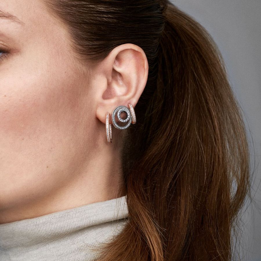 Creolen Funkeln und Herzen 14k Rose Gold Plattiert
