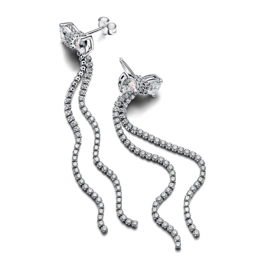 Ohrringe Tropfen Pavé-Schleife Zirkonia Silber