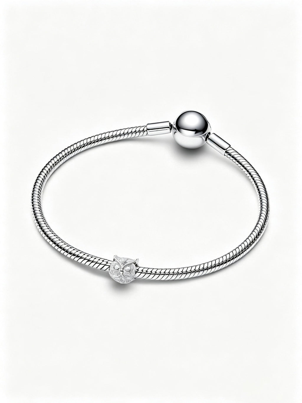Strukturierte Eule Mini-Charm Sterling-Silber