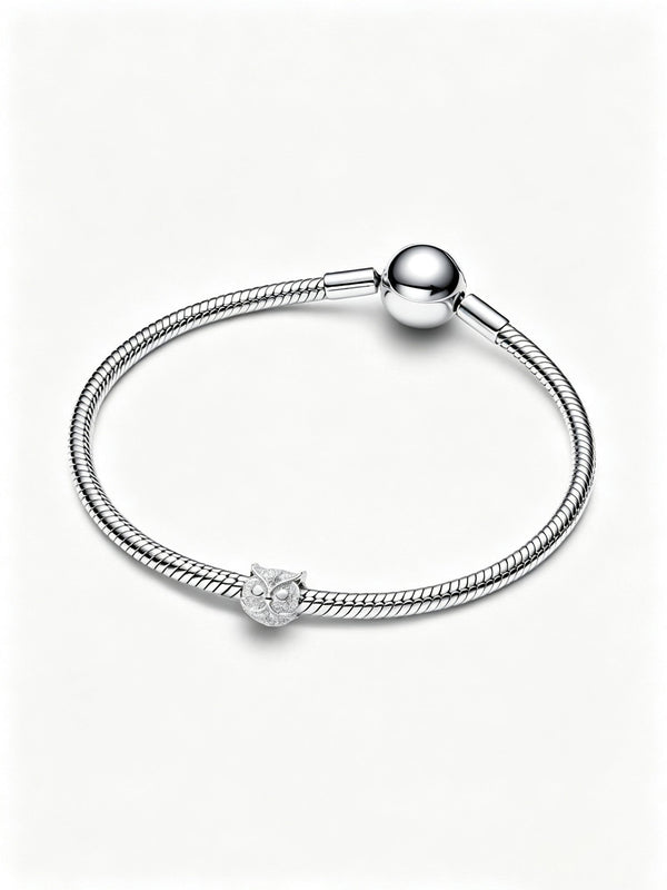 Strukturierte Eule Mini-Charm Sterling-Silber
