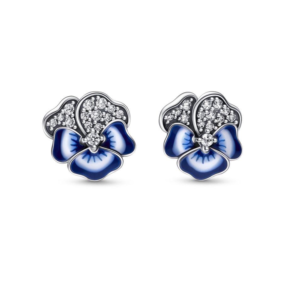 Ohrringe Ohrstecker Blaue Stiefmütterchen Sterlingsilber Hauptbild