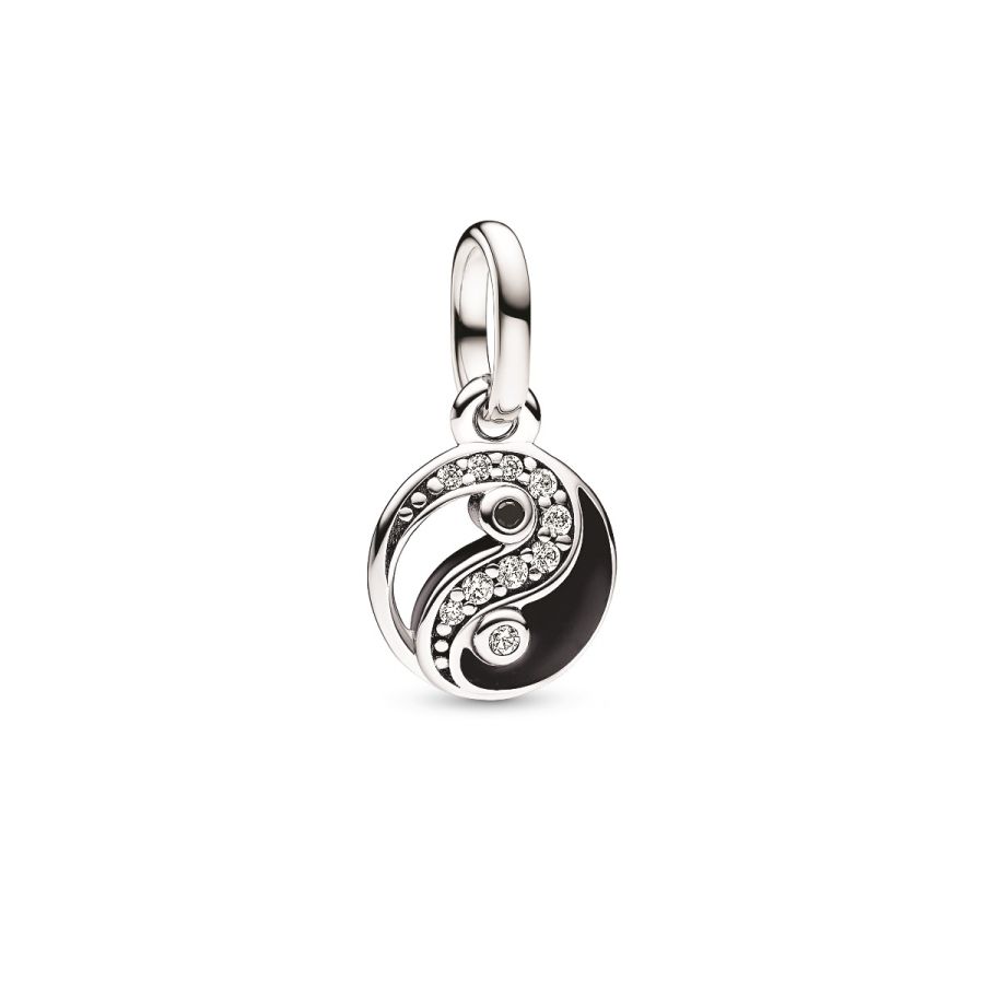 Mini-Charm-Anhänger Funkelnder Yin & Yang Silber Hauptbild