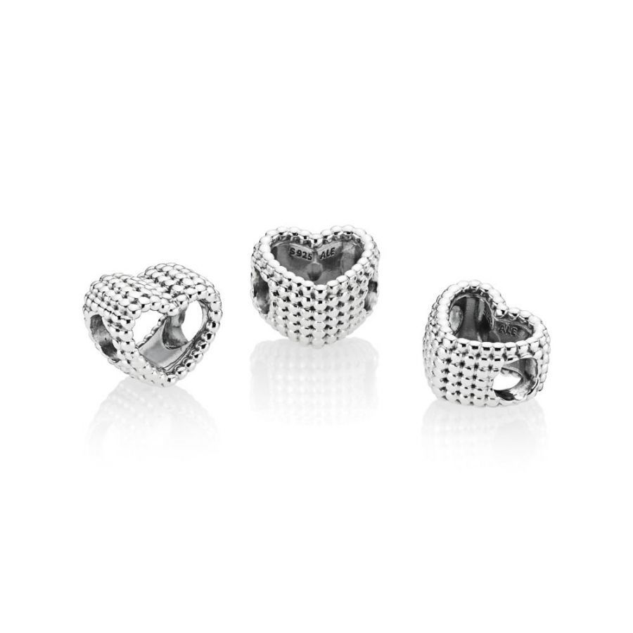 Original Charm Beaded Heart Sterling-Silber