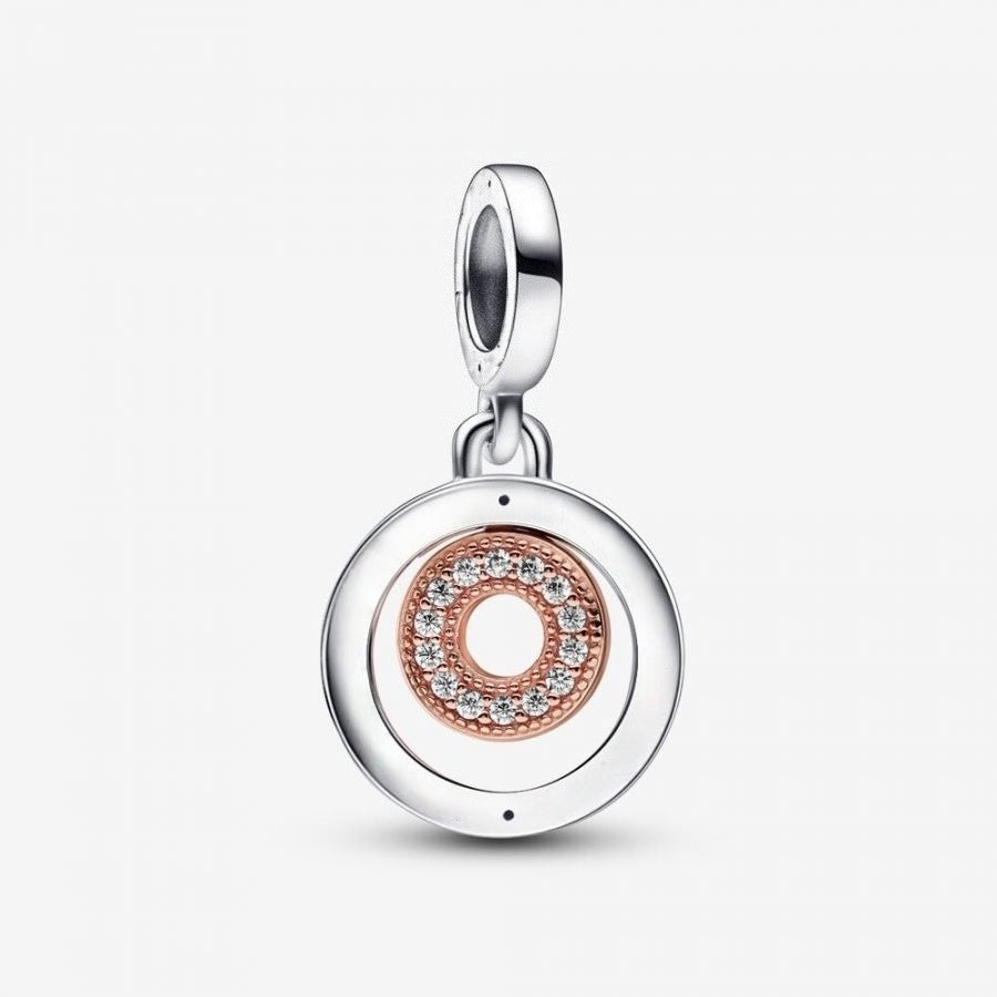 Charm-Anhänger Signature Bicolor Logo Kreise Silber 14k Rosé Hauptbild