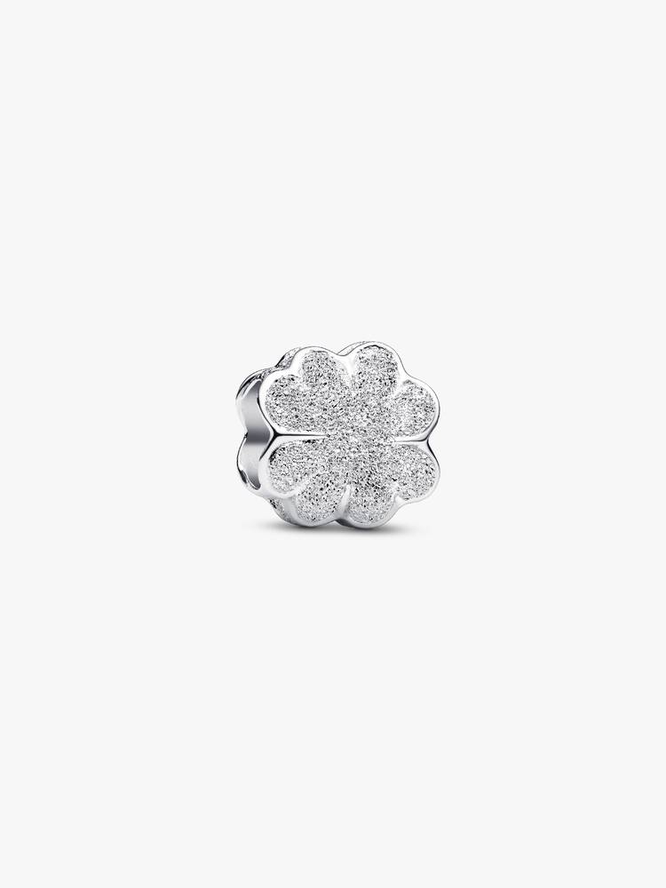 Strukturiertes Kleeblatt Mini-Charm Sterling-Silber Hauptbild