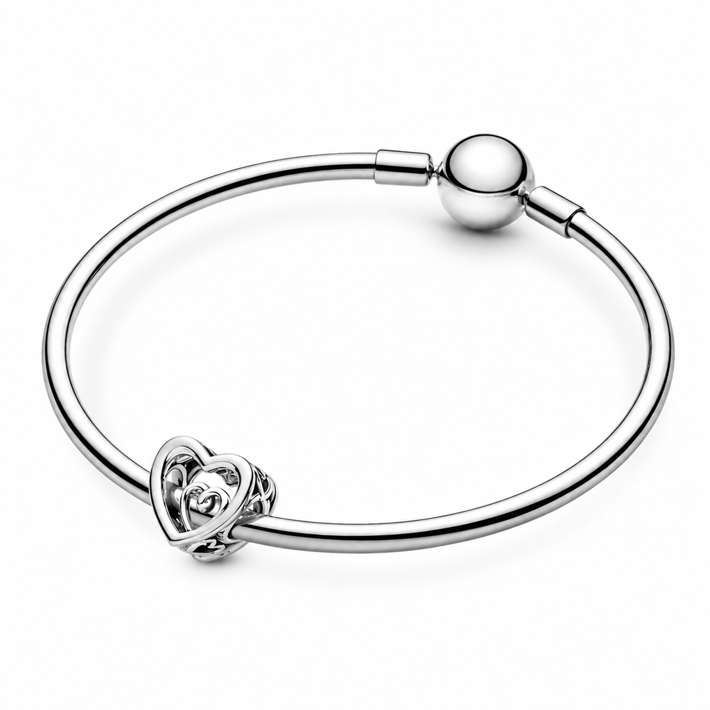 Charm Verschlungene Unendlichkeits-Herzen Silber