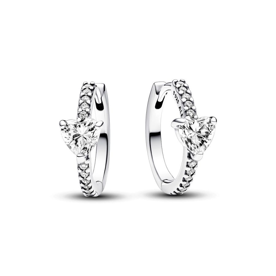 Creolen Ohrringe Funkelndes Herz Zirkonia Sterlingsilber Hauptbild