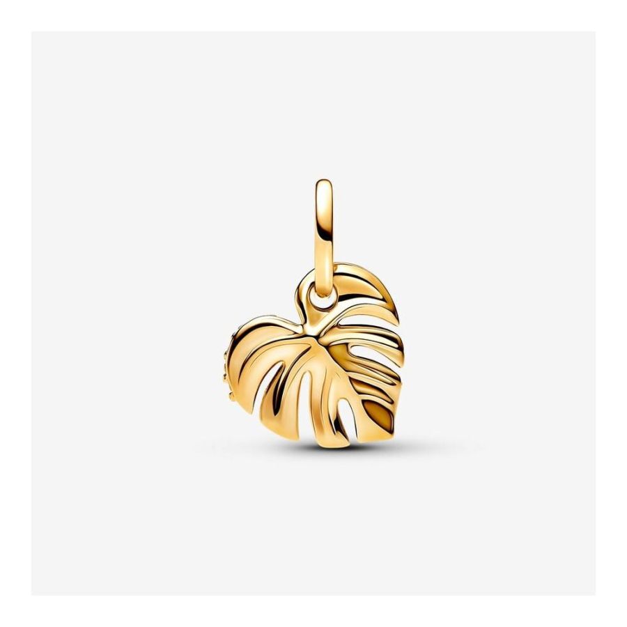 Charm-Anhänger Monstera Blatt Zirkonia Vergoldet Zweitbild