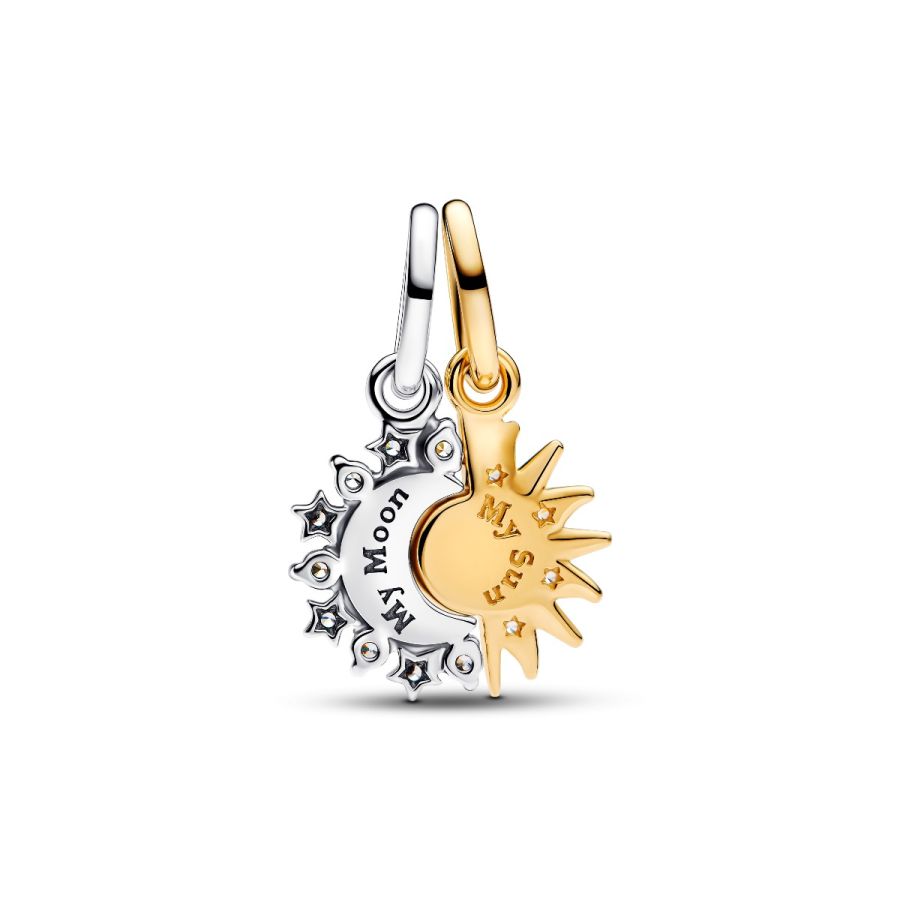 Charm-Anhänger Sonne & Mond Teilbar Silber Vergoldet Zweitbild