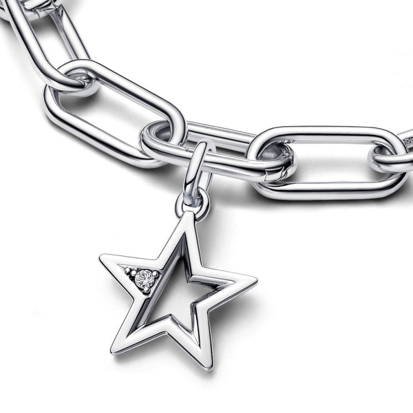 Charm-Medaillon Funkelnder Stern Zirkonia Silber