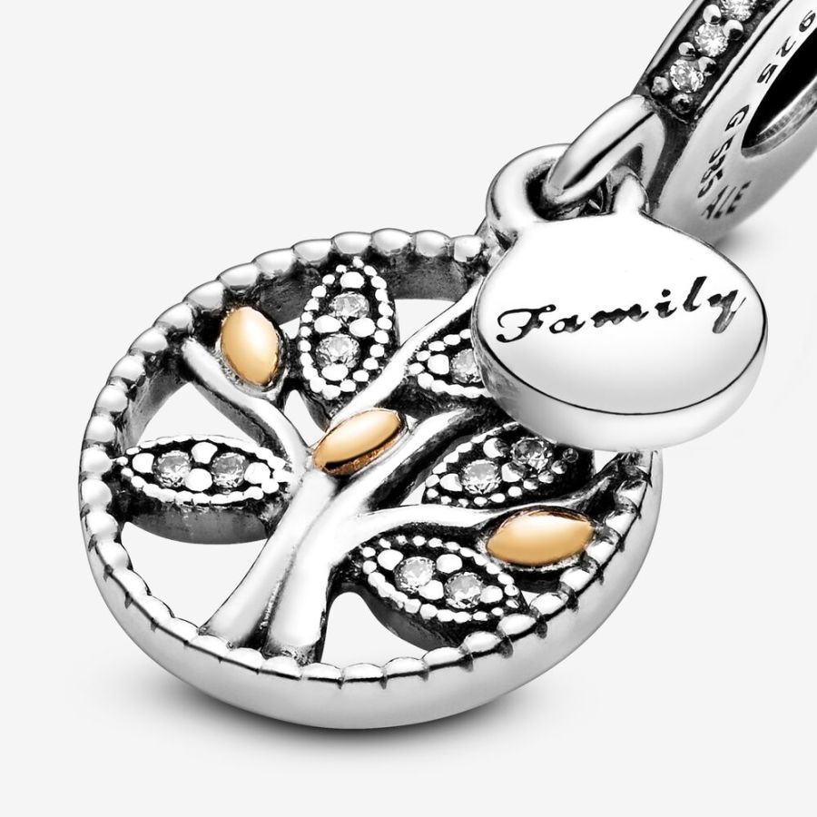 Charm-Anhänger Sparkling Family Tree Silber Gold