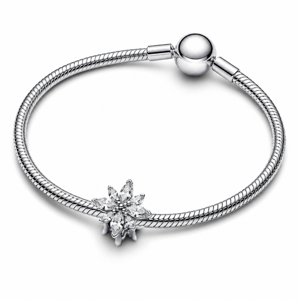 Charm Funkelnder Polarstern Zirkonia Sterling-Silber