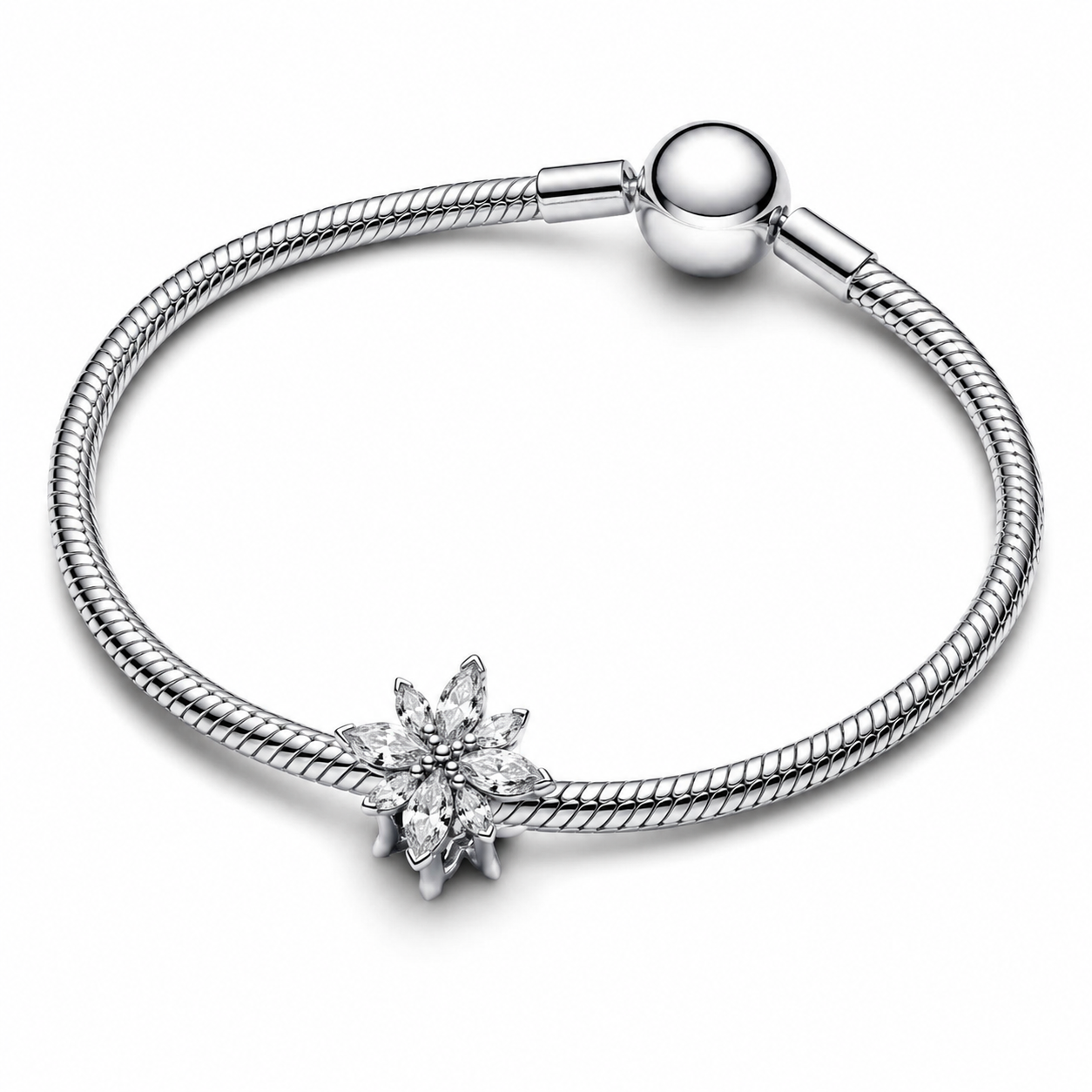 Charm Funkelnder Polarstern Zirkonia Sterling-Silber