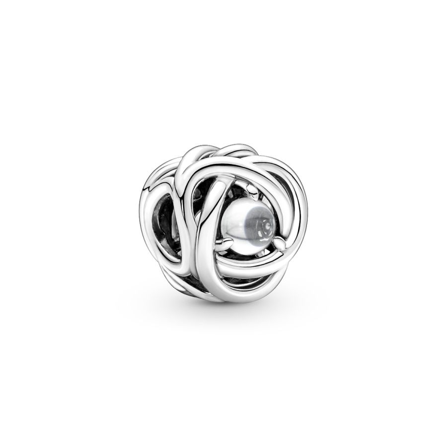 Charm April Geburtsstein Klarer Ewigkeitskreis Silber