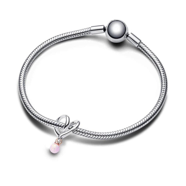 Charm Eingehülltes Herz Opal Rosa Silber Rosé