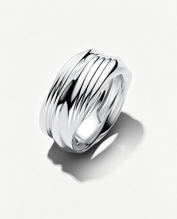 Verdrehter Doppelring Sterling-Silber Hauptbild