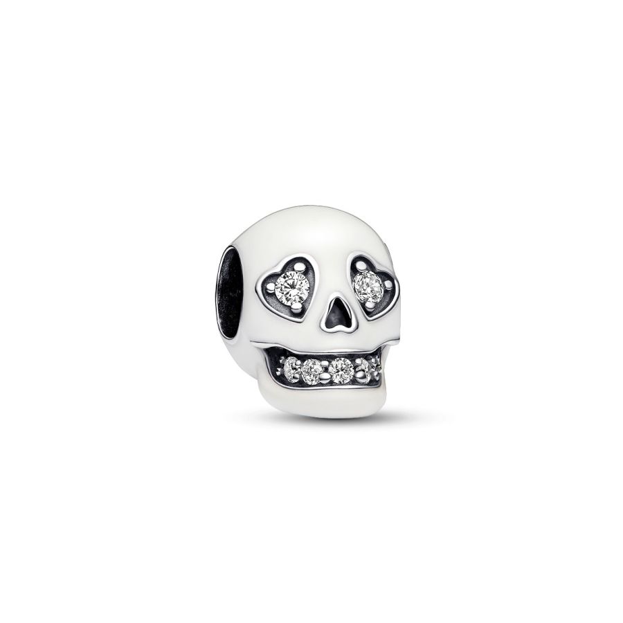 Charm Glow In The Dark Funkelnder Totenkopf Weiss Silber