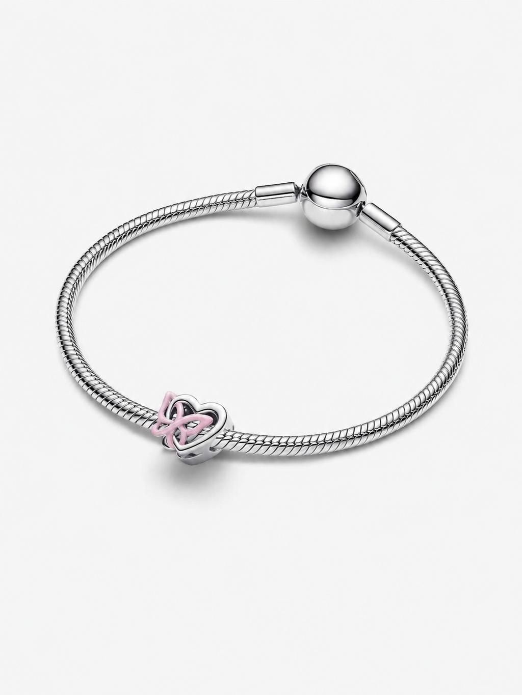 Verschlungenes Herz und Schmetterling Charm Sterling-Silber