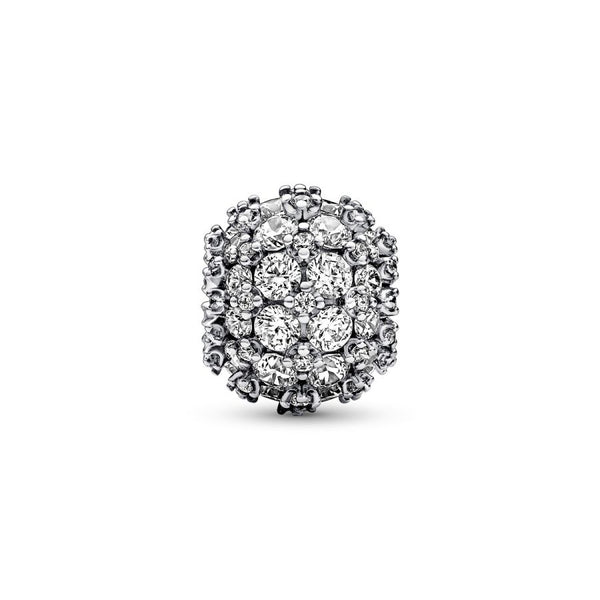 Charm Funkelndes Rundes Pavé Zirkonia Sterling-Silber