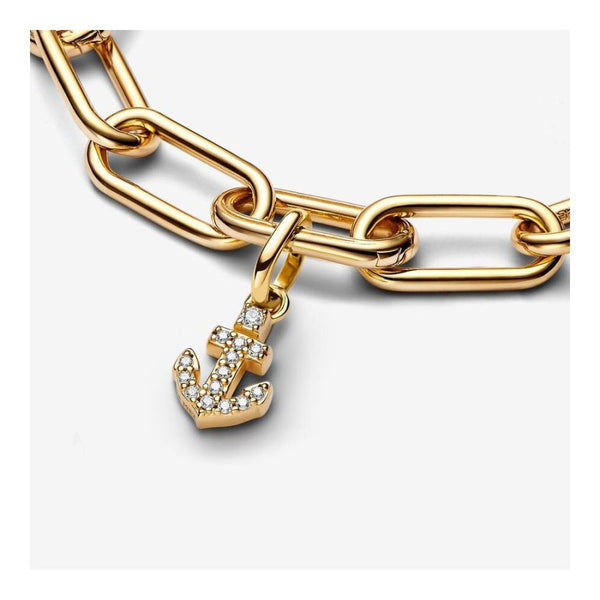 Mini-Charm-Anhänger Anker Zirkon Vergoldet