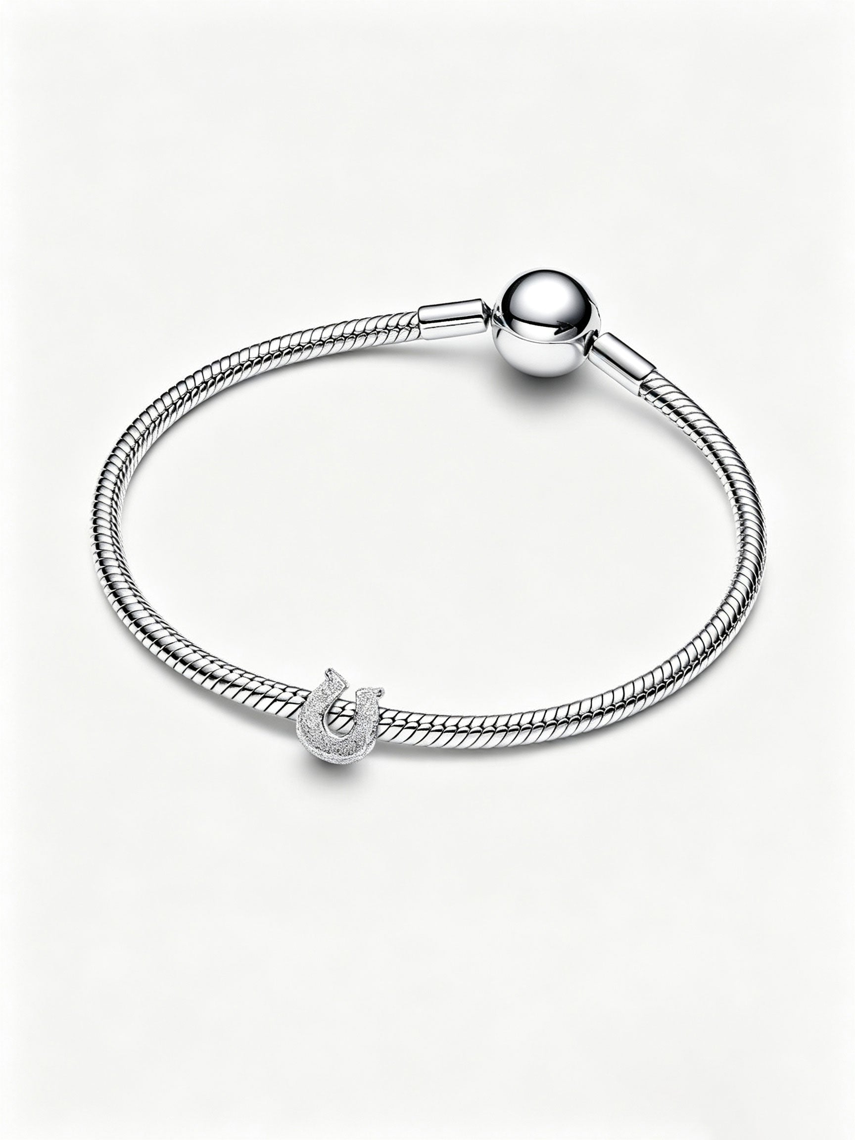 Strukturiertes Hufeisen Mini-Charm Sterling-Silber