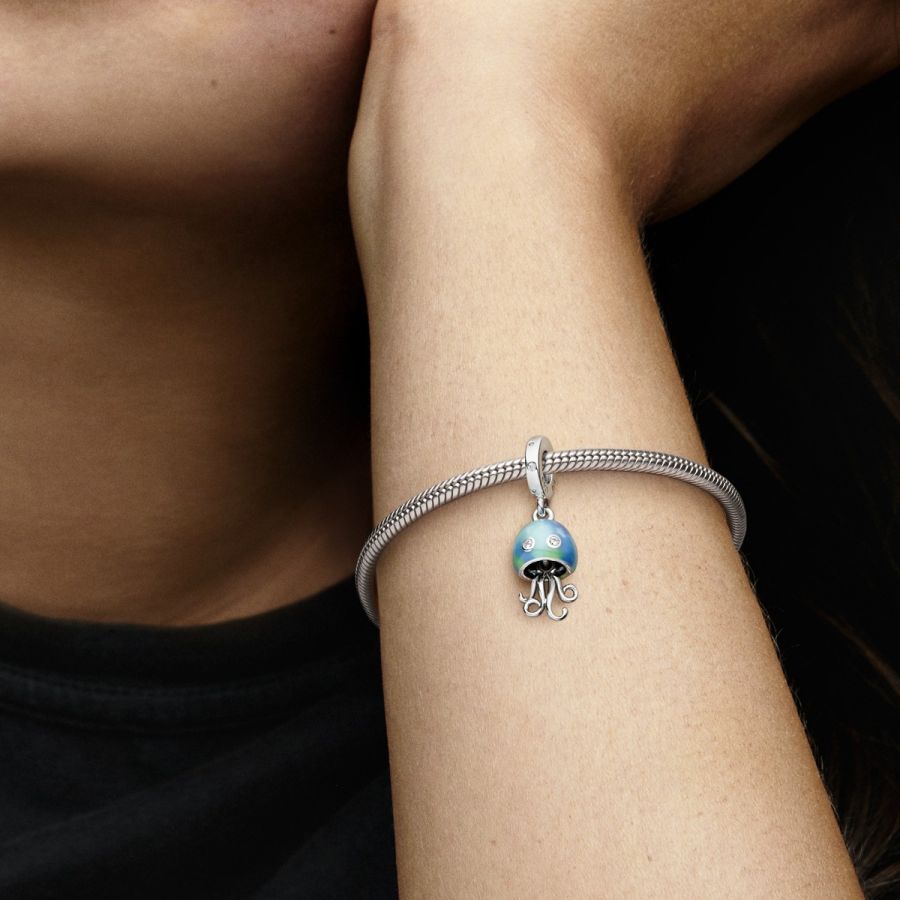 Charm-Anhänger Farbwechselnde Qualle Sterling-Silber