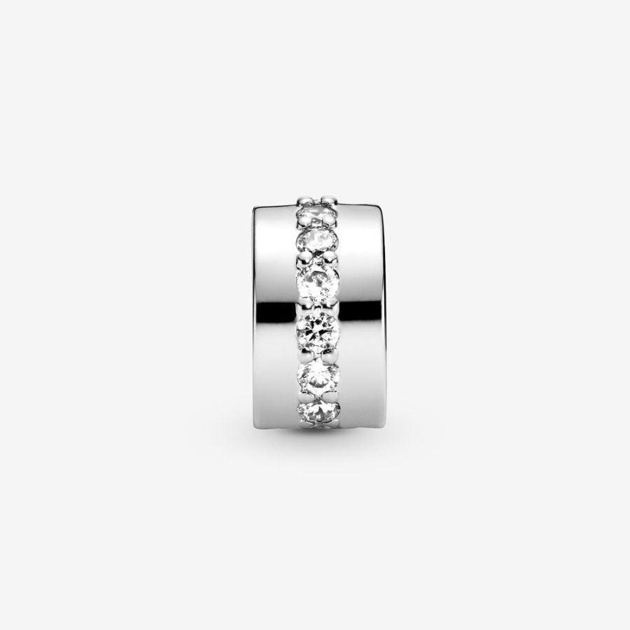 Charm Clip Glänzendes Band Sterling-Silber Zweitbild