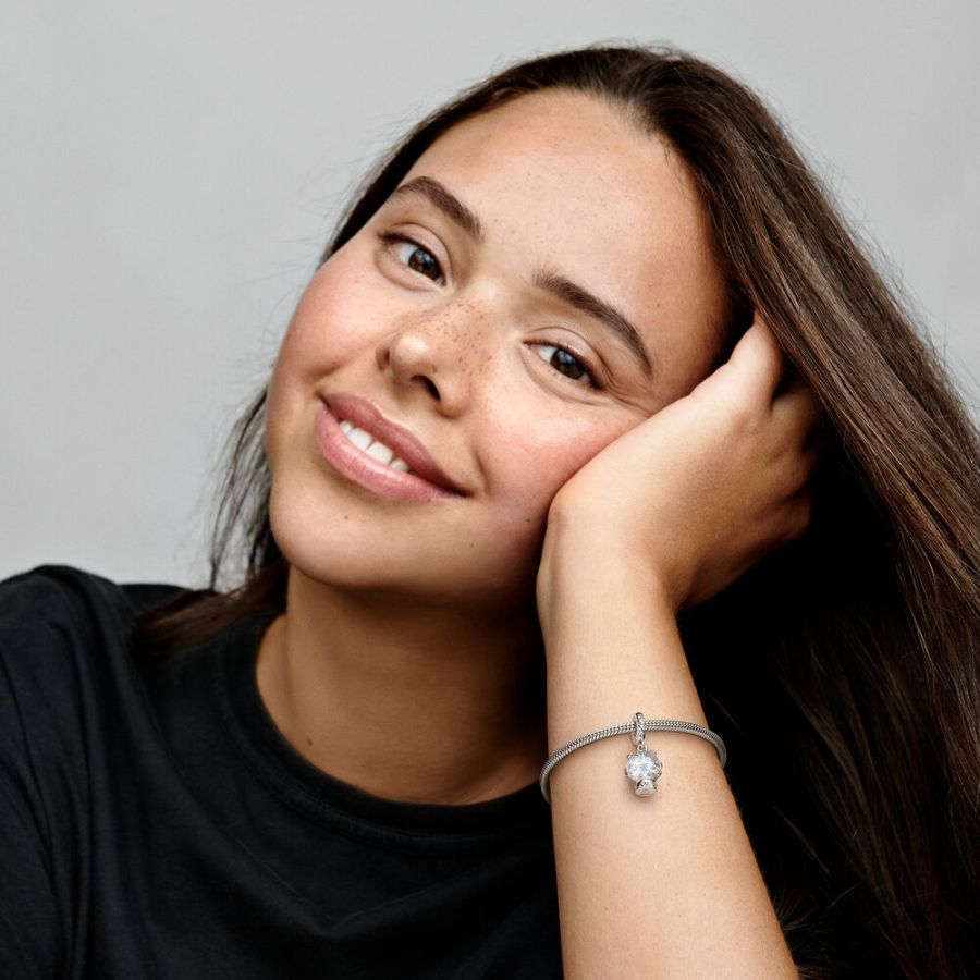 Charm-Anhänger Schneeflocke Schneekugel Sterling-Silber Zweitbild