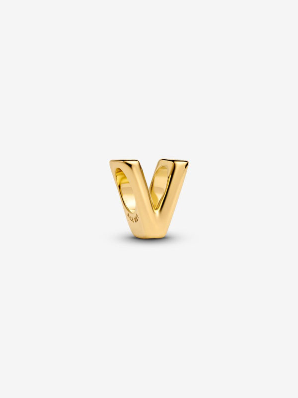 Buchstabe V Alphabet-Mini-Charm 14 Karat Vergoldung