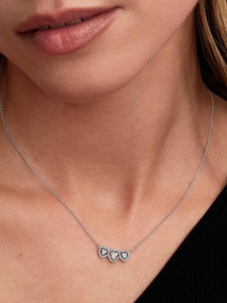 Strahlenkranz Herz Trilogie Collier-Halskette Sterling-Silber