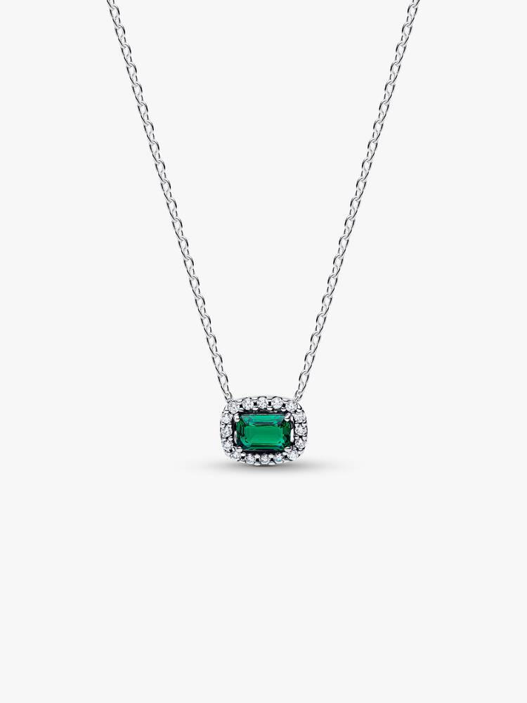 Rechteckiger Funkelnder Strahlenkranz Collier-Halskette Sterling-Silber Hauptbild