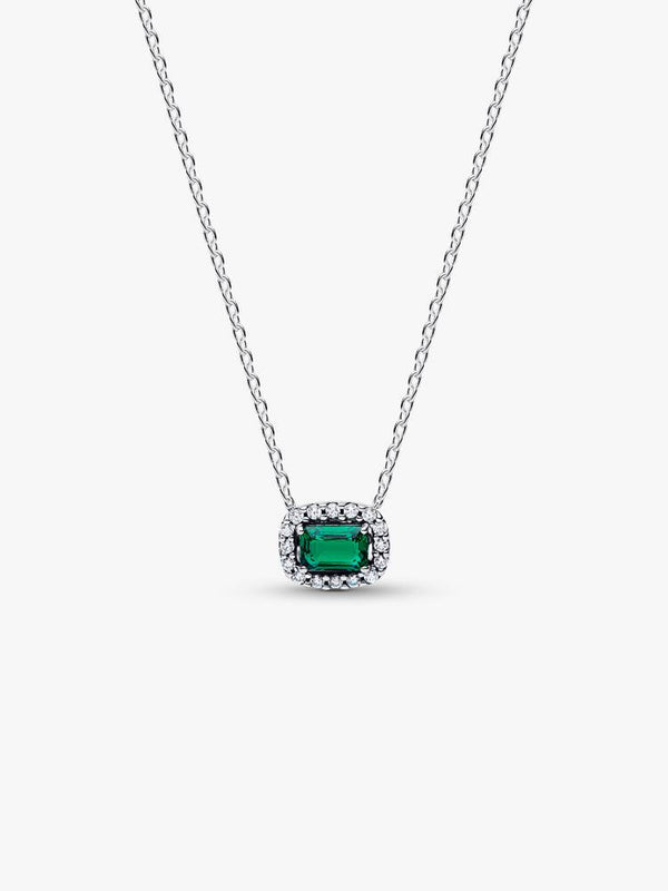 Rechteckiger Funkelnder Strahlenkranz Collier-Halskette Sterling-Silber
