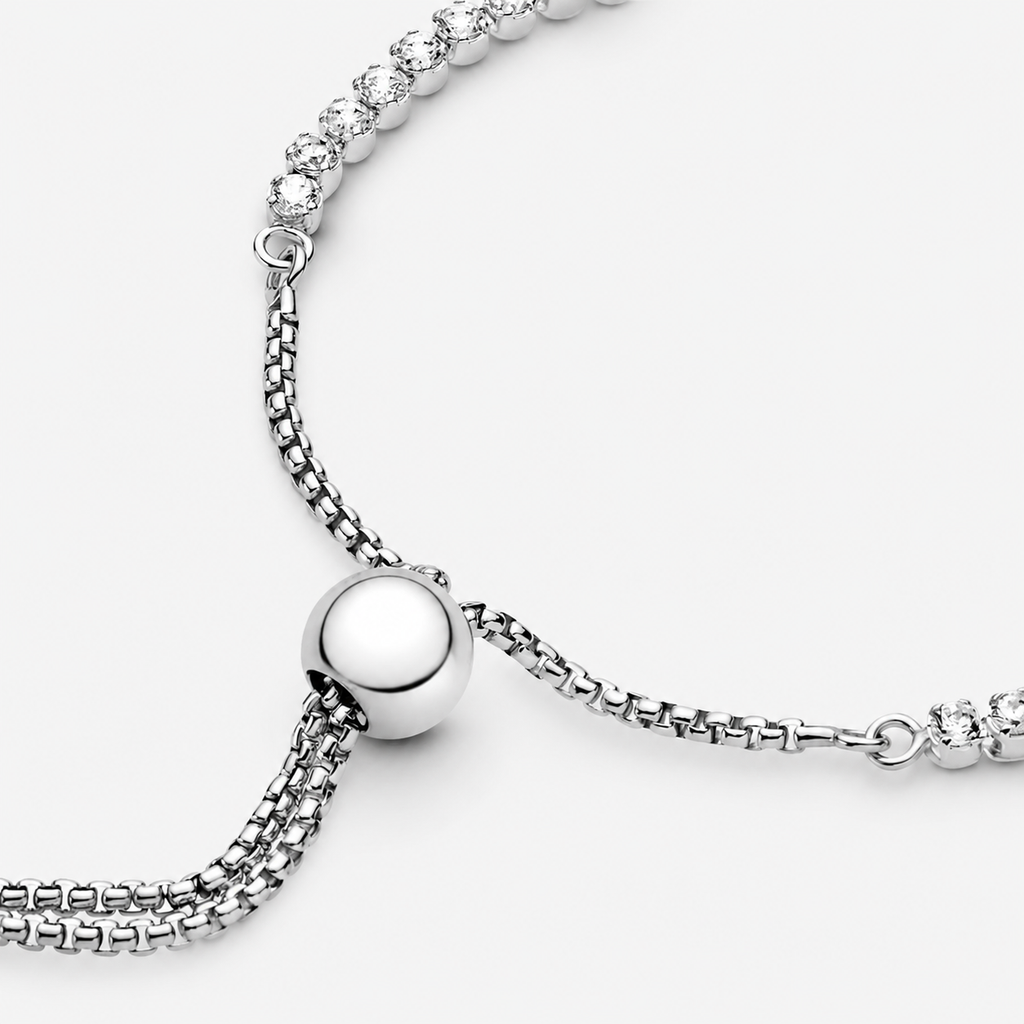 Schiebe-Tennisarmband Funkelnd Sterling-Silber