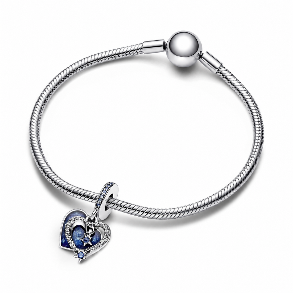 Charm-Anhänger Himmlische Sternschnuppe Herzen Silber