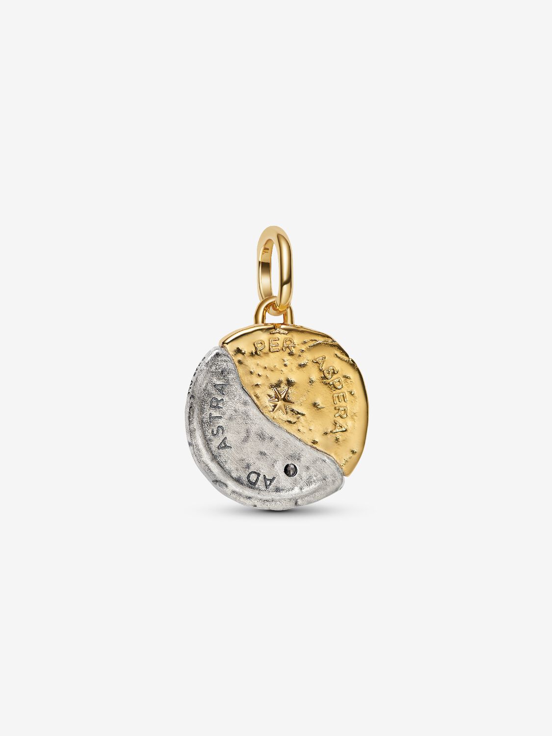 Sonne und Mond Medaillon-Charm Sterling-Silber, 14 Karat Vergoldung