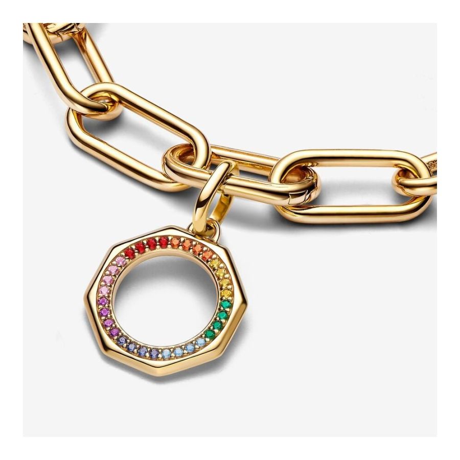 Charm-Medaillon Regenbogen Kristalle Vergoldet