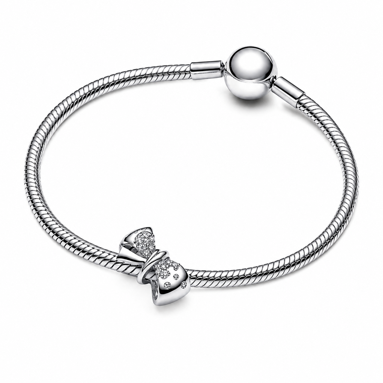 Charm Funkelnde Schleife Zirkonia Sterling-Silber