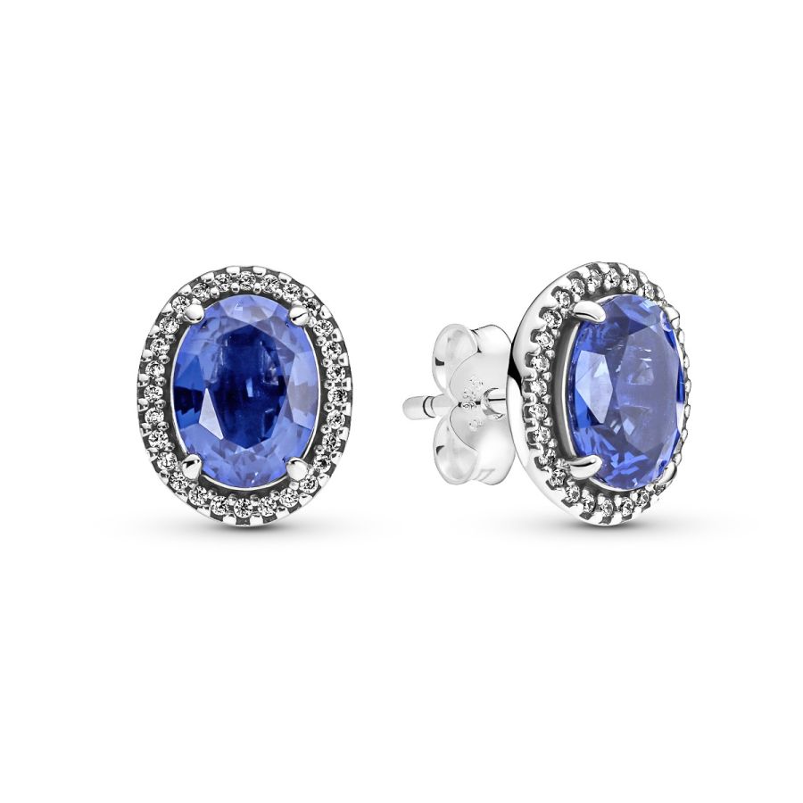 Ohrringe Funkelnd Statement Strahlenkranz Blau Sterling-Silber Hauptbild
