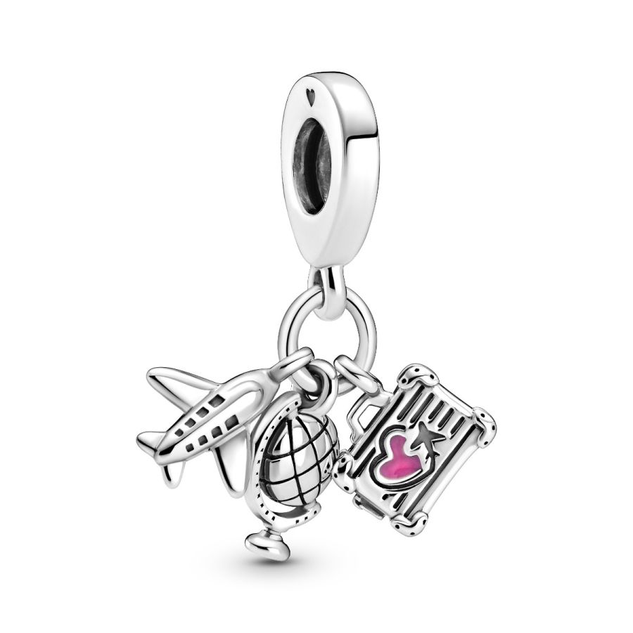 Charm-Anhänger Flugzeug Globus Koffer Sterling-Silber Hauptbild