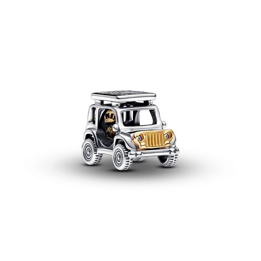 Charm Abenteuerauto Silber Vergoldet