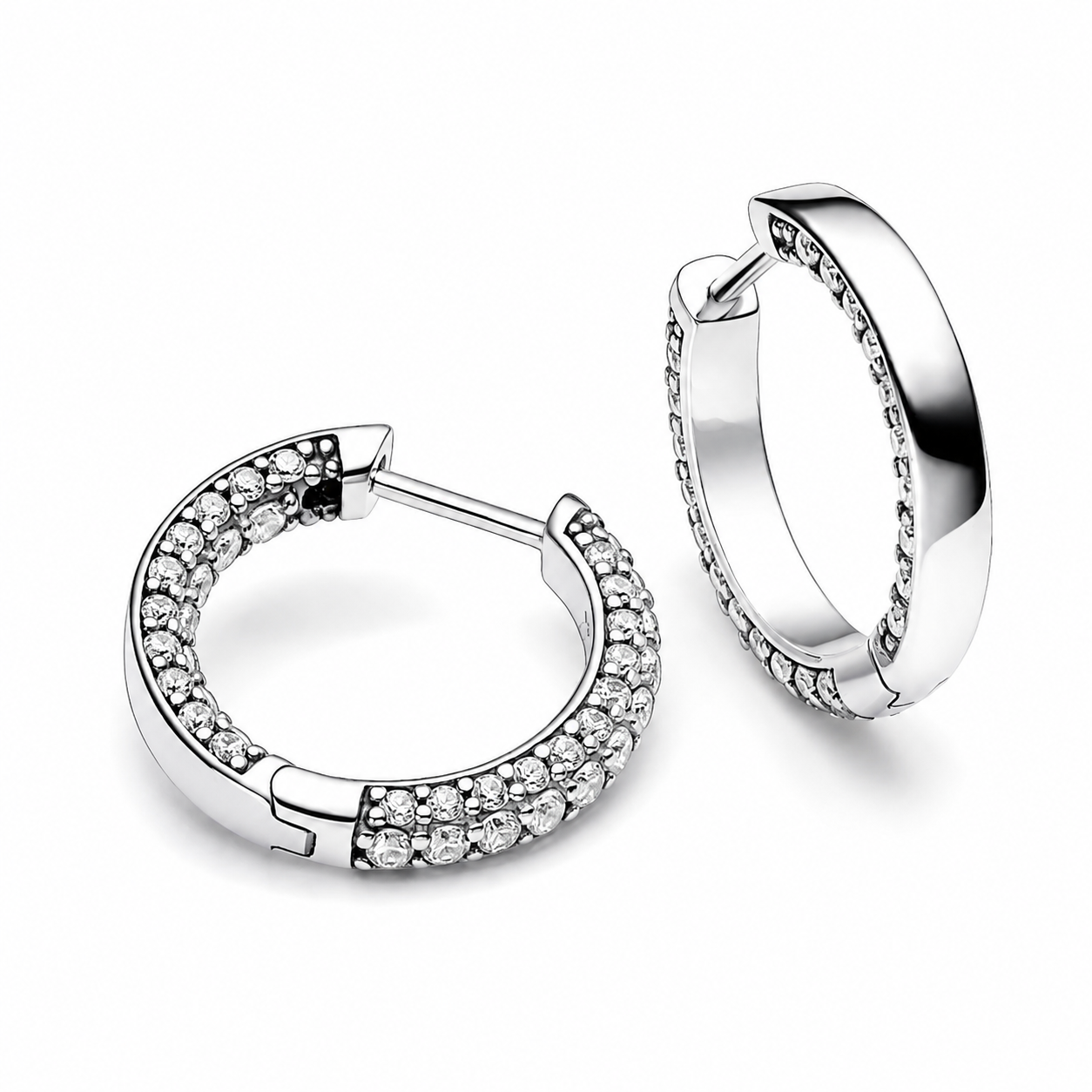 Ohrringe Creolen Timeless Einreihige Pavé Zirkonia Silber