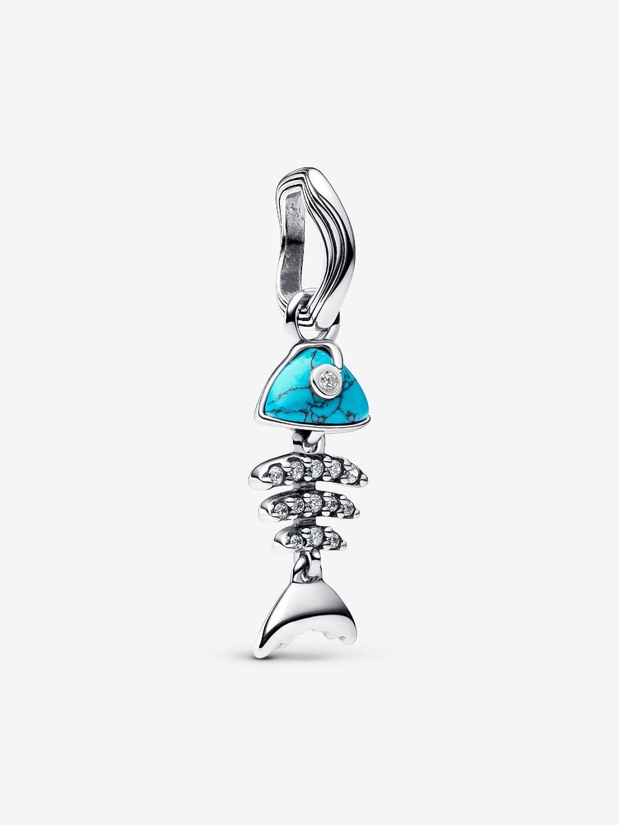 Türkisfarbener Fischgräte Charm-Anhänger Sterling-Silber