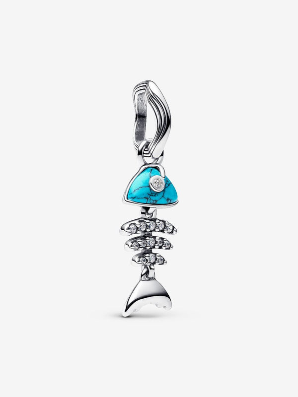 Türkisfarbener Fischgräte Charm-Anhänger Sterling-Silber