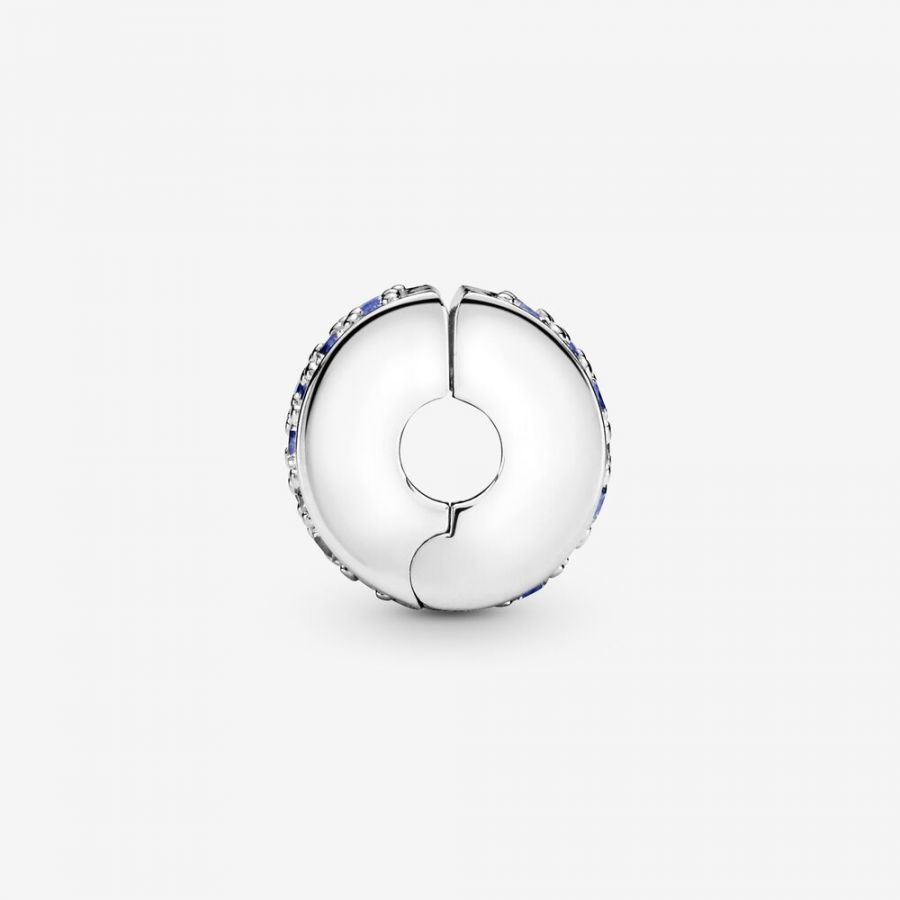 Charm Clip Blauer Pavé Glanz